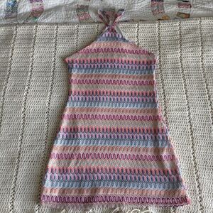 Divided H&M Women's Small Firestitch Multicolor Crochet Halter Neck Mini Dress